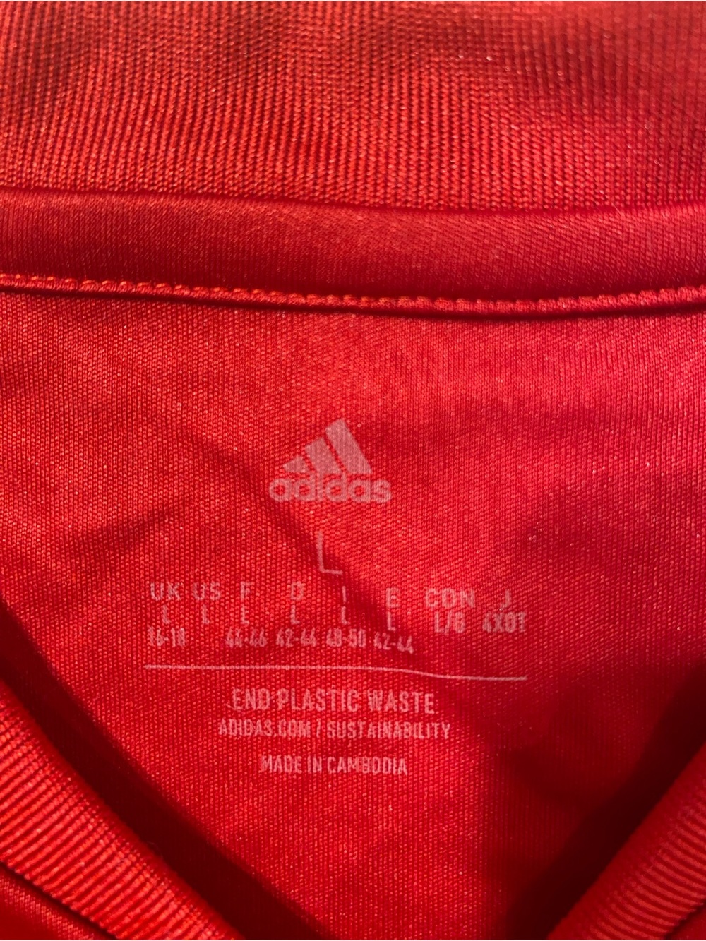 adidas Red and White Performance Soccer Jersey Large (SM) - Picture 7 of 10